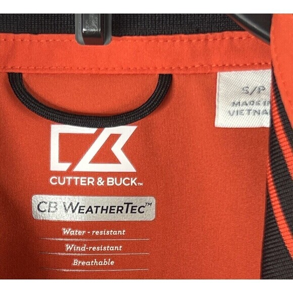 CB Weather Tec Pullover Shirt Cutter and Buck Orange Black 1/4 Zip Mens Golf S - Picture 9 of 12